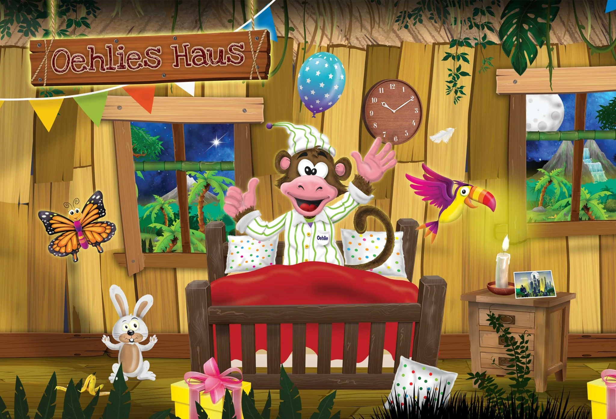 Illustratie van Oehlies huis met een feestelijk gedekte tafel
