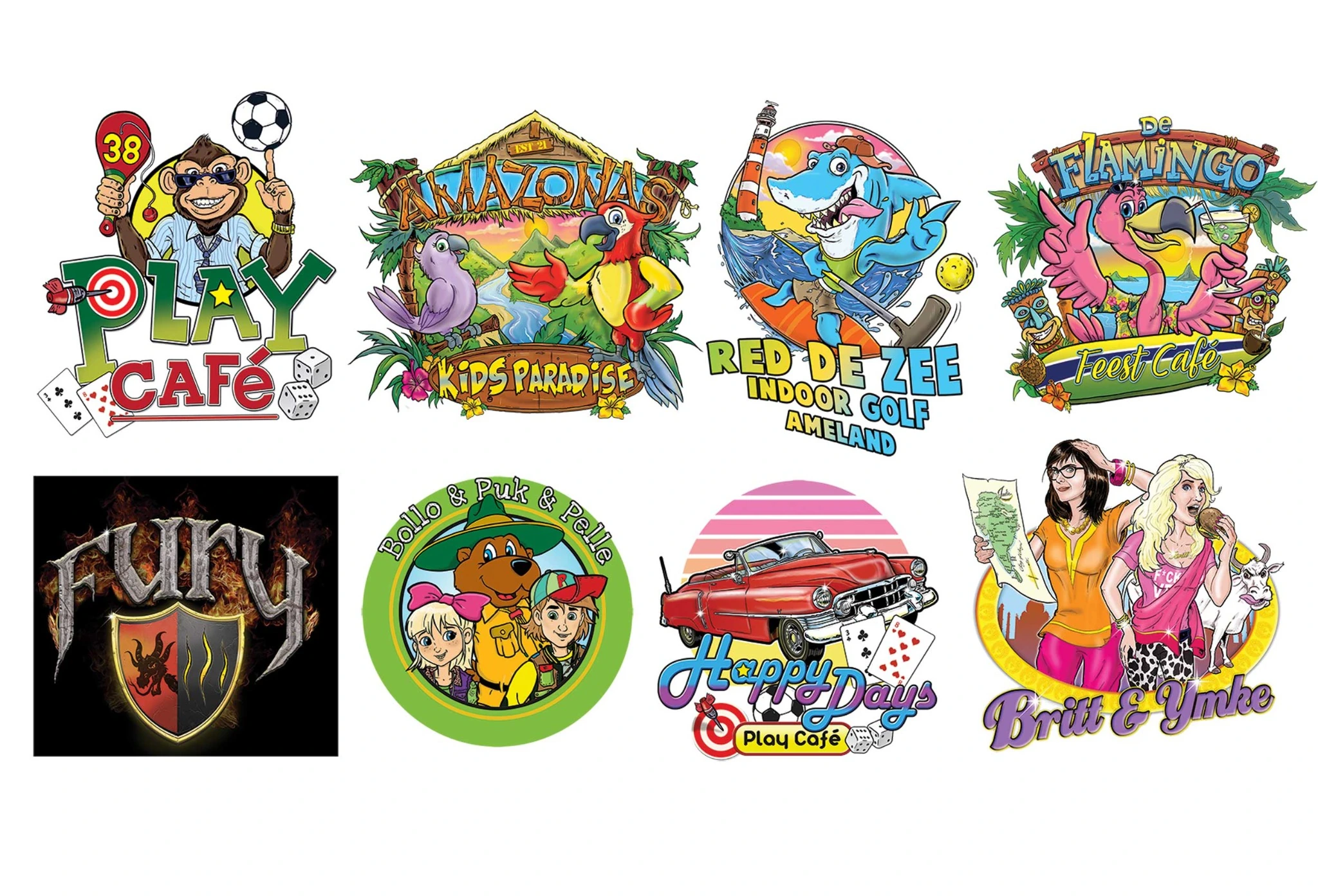 Selectie illustratieve logo’s ontworpen door Creative Blast