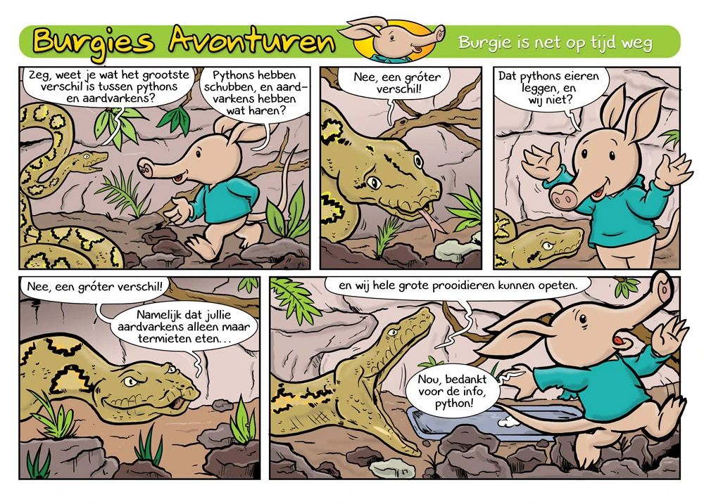 Burgie comic about a large python