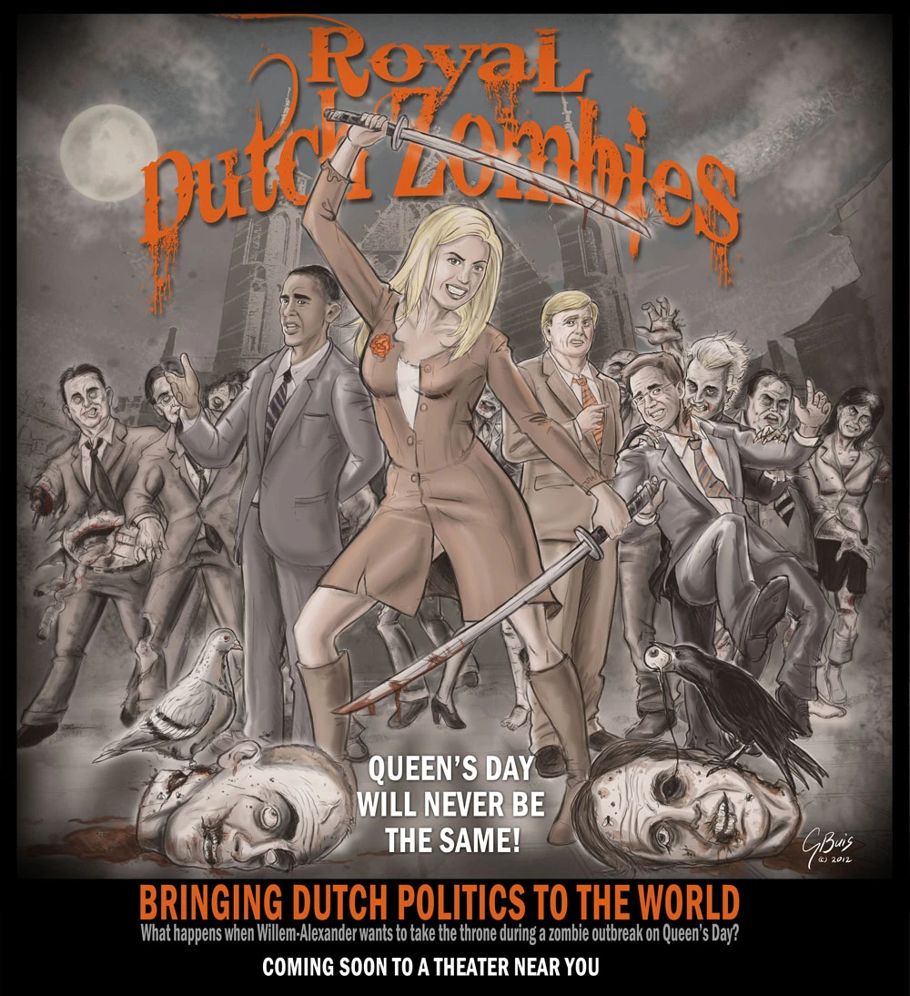 Royal Dutch Zombies film poster with a painted ensemble composition