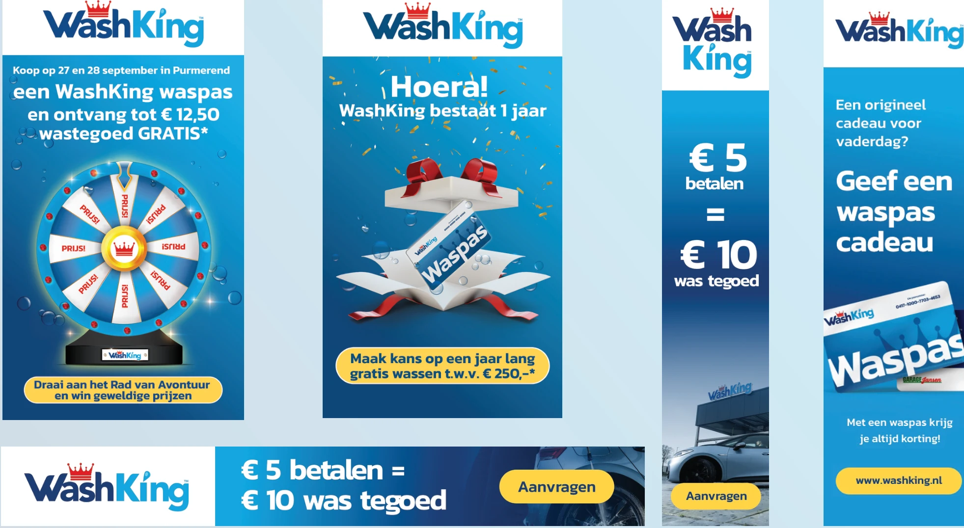 WashKing advertisements and display banners in different formats