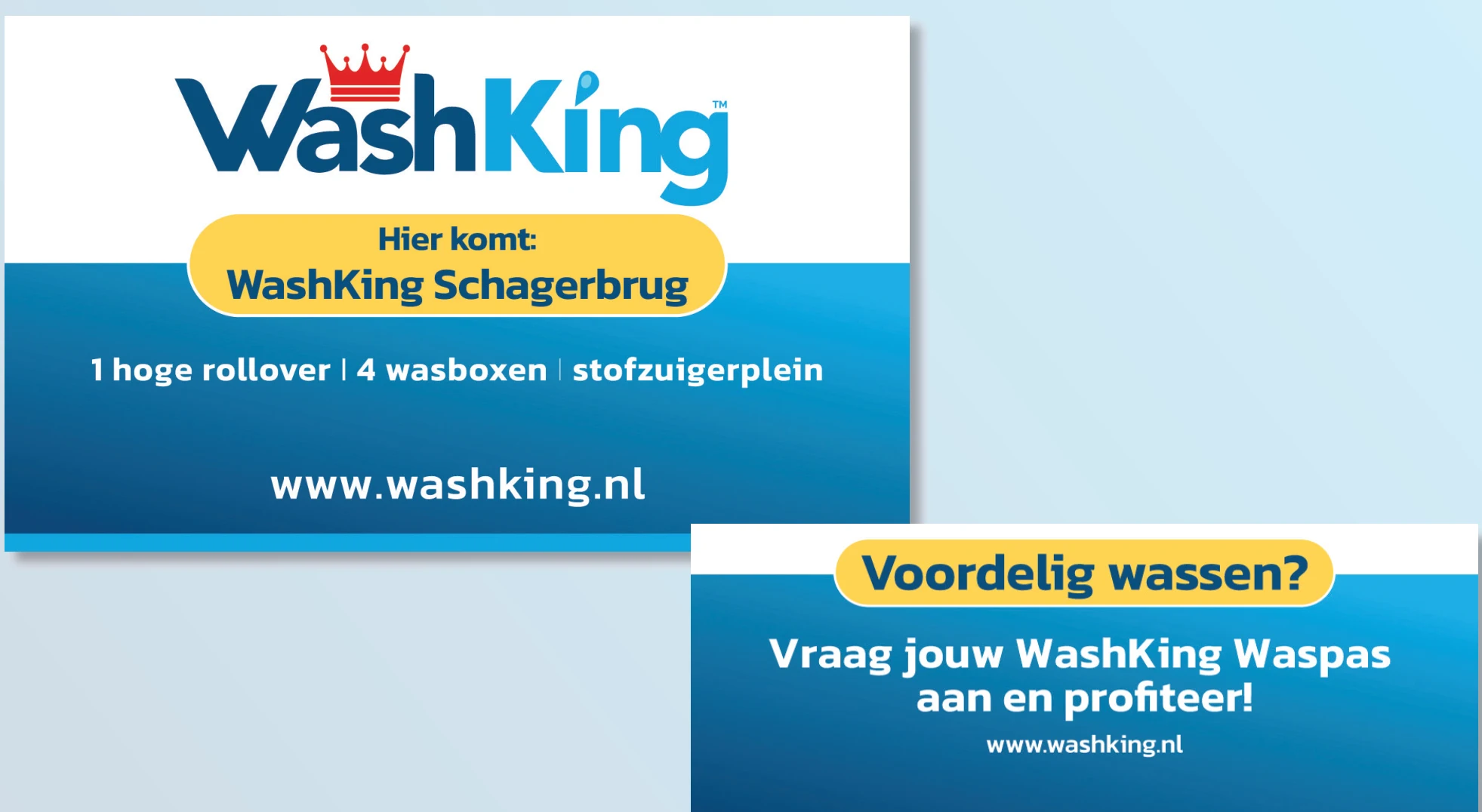 WashKing banners with logo and promotional communications